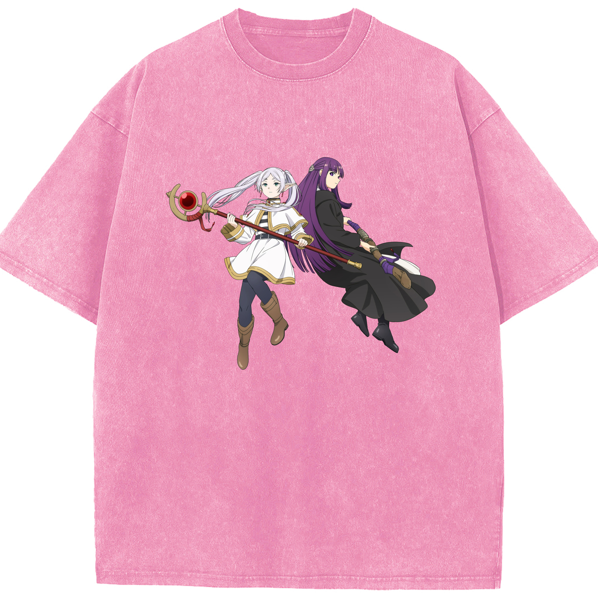（画像用） 葬送のフリーレン Frieren 綿100% ヴィンテージ風 半袖Tシャツ（フロントプリント）